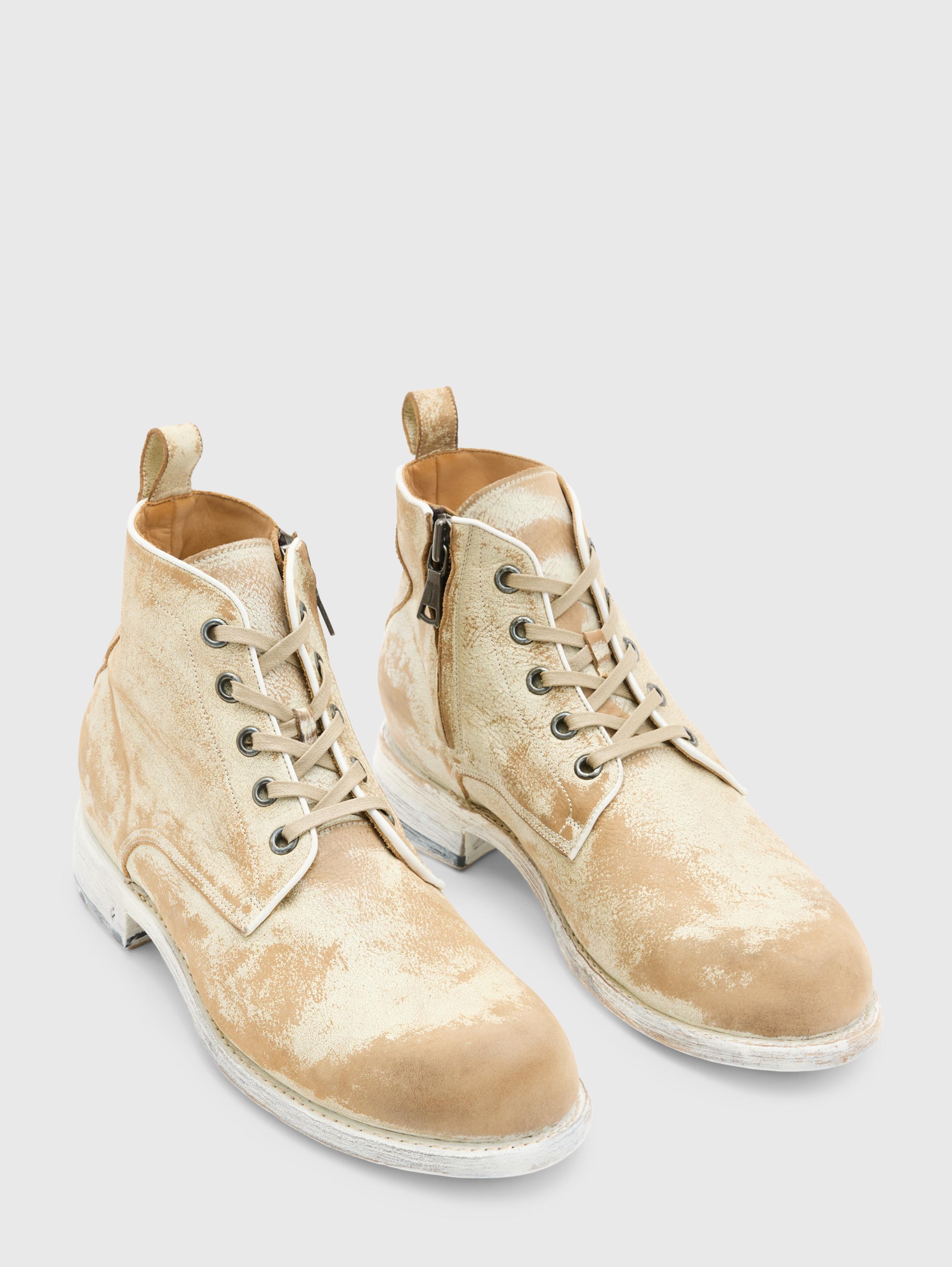 John Varvatos Distressed Tan Leather Boots John Varvatos John Varvatos distressed suede leather combat  main image 3
