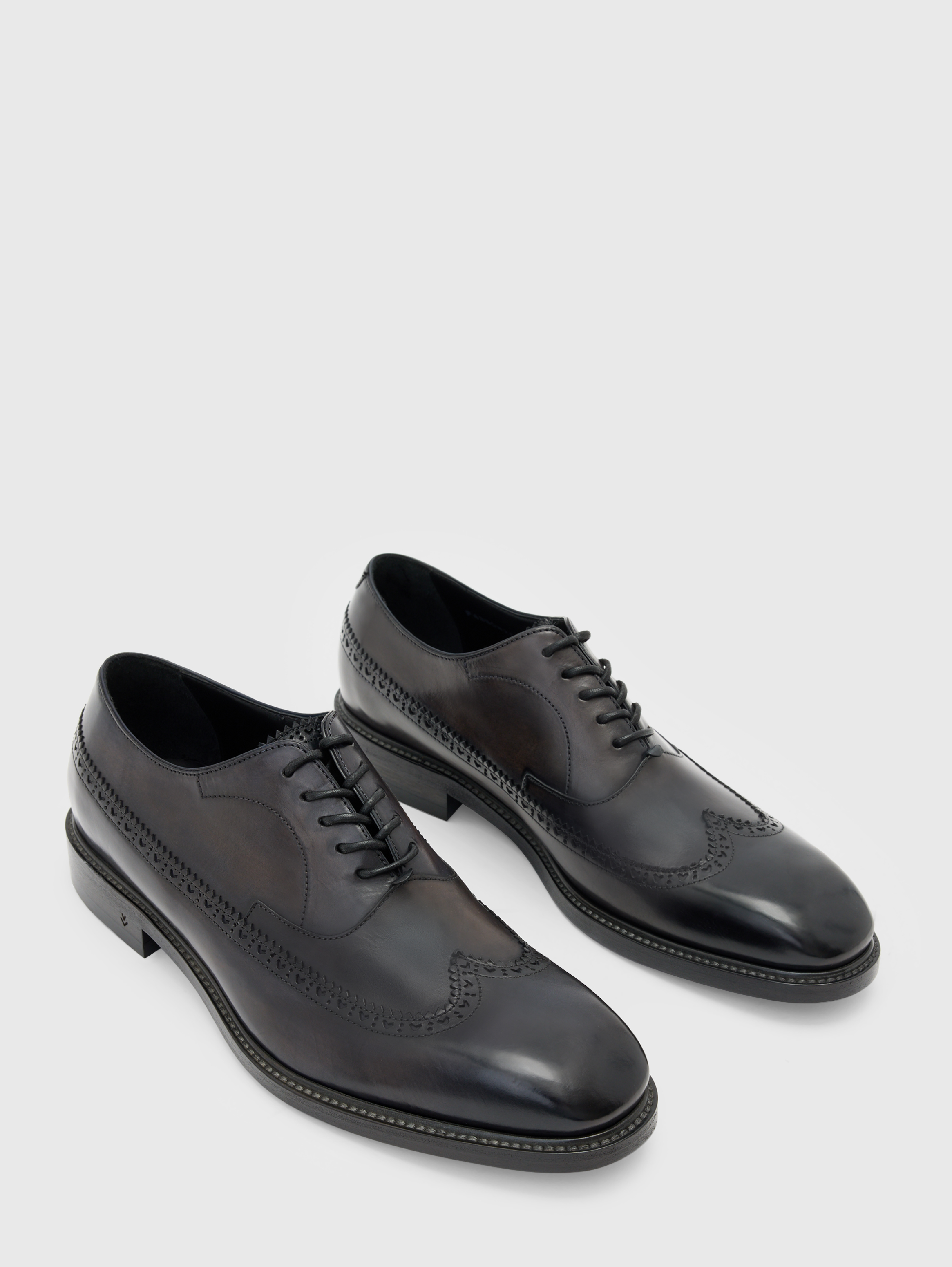 JOHN VARVATOS Hand Made Suede Leather Wingtip Oxford Shoes 9 John Varvatos USA Mens Black Leather Cap Toe Oxfords Shoes  main image 2