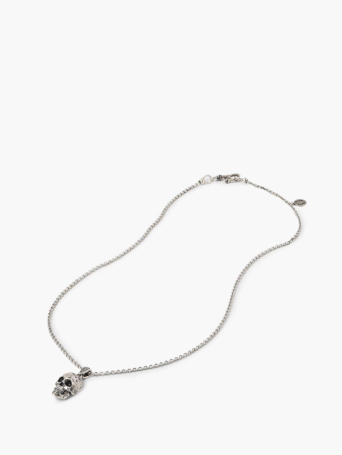 SILVER DISTRESSED SKULL NECKLACE | John Varvatos