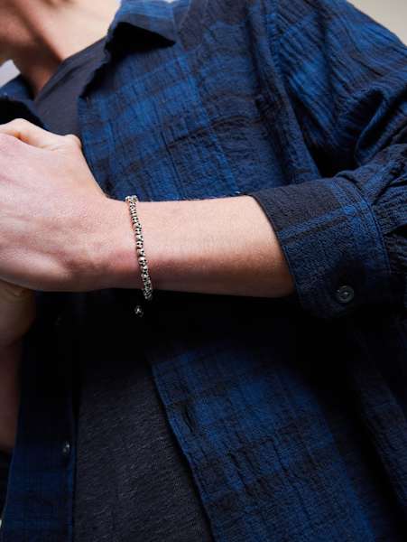BEADED SILVER SKULL BRACELET