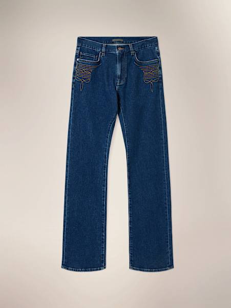 TOM PETTY EMBROIDERED BOOTCUT JEANS