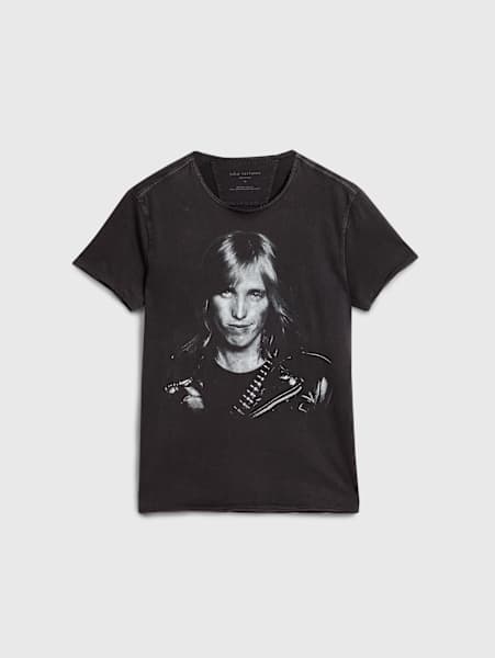 TOM PETTY BLACK AND WHITE TEE