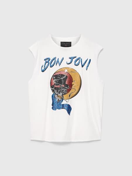 BON JOVI MOON SKULL  CUTOFF TEE