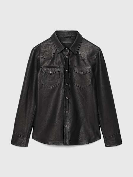 SAGE LEATHER SHIRT JACKET