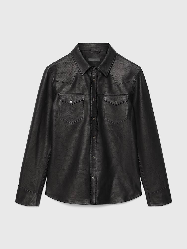 SAGE LEATHER SHIRT JACKET