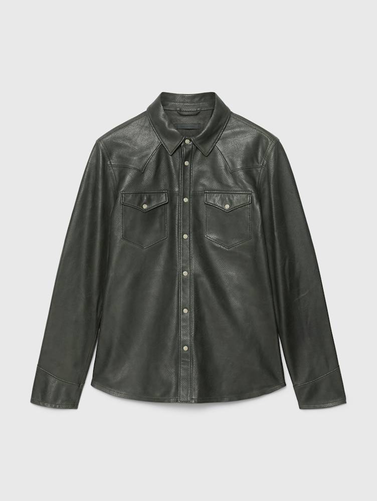 SAGE LEATHER SHIRT JACKET