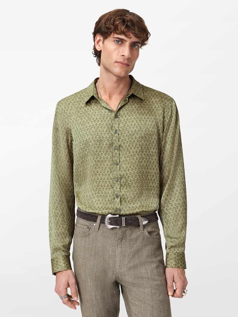 john varvatos dress shirts John Varvatos Dress Shirt Large / XL Mens Blue Slim Fit Long Sleeve Check  Print